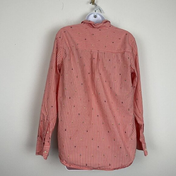Gap Pink Striped Half Button Down Geometric Print Size Medium Blouse Top - Picture 4 of 6